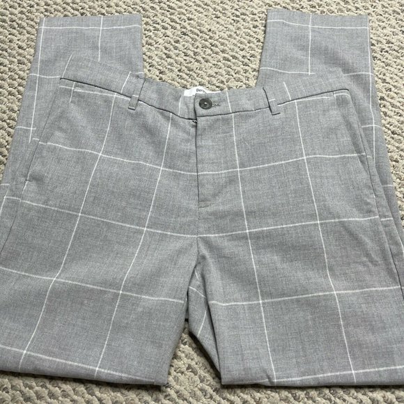 Bershka Womens Skinny Cropped Fit Gray Plaid Pants - Picture 11 of 12